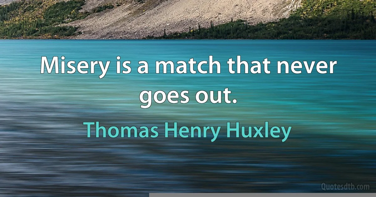 Misery is a match that never goes out. (Thomas Henry Huxley)