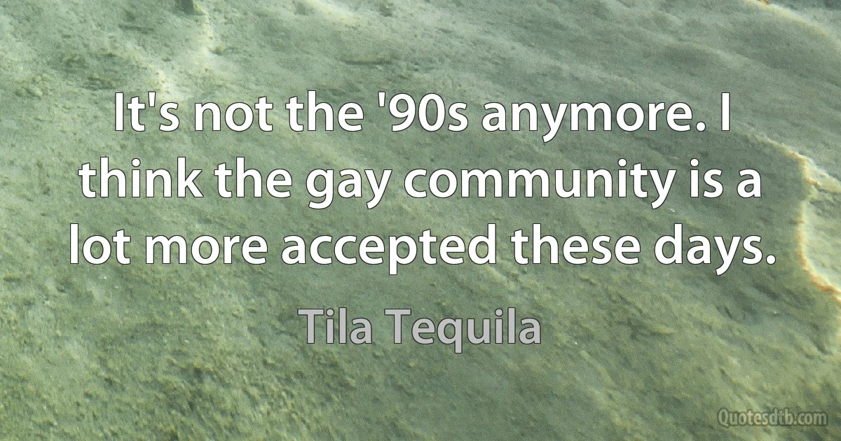 It's not the '90s anymore. I think the gay community is a lot more accepted these days. (Tila Tequila)