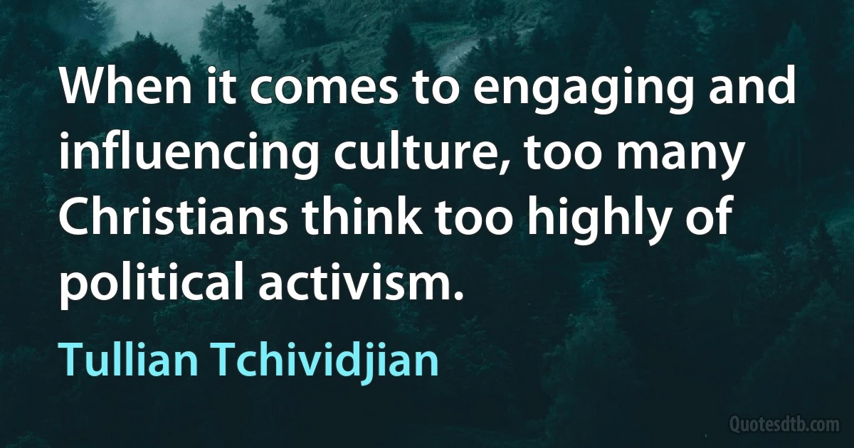 When it comes to engaging and influencing culture, too many Christians think too highly of political activism. (Tullian Tchividjian)