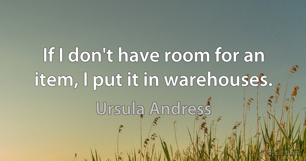 If I don't have room for an item, I put it in warehouses. (Ursula Andress)