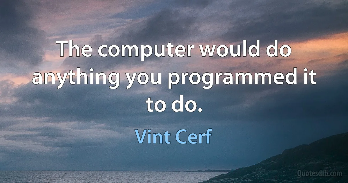 The computer would do anything you programmed it to do. (Vint Cerf)