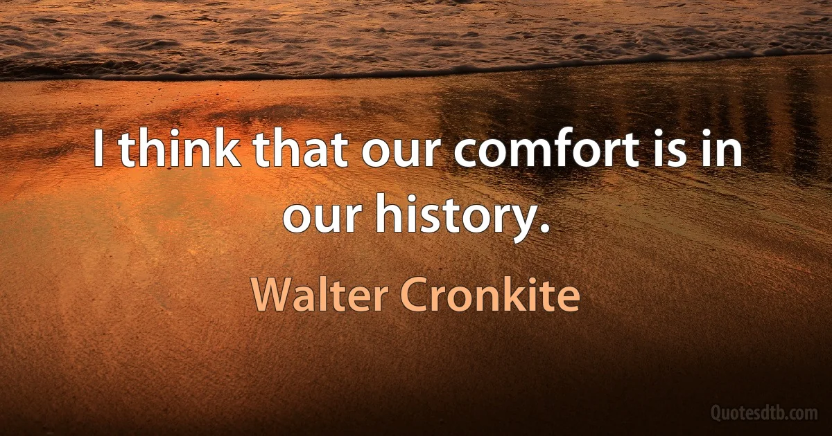 I think that our comfort is in our history. (Walter Cronkite)