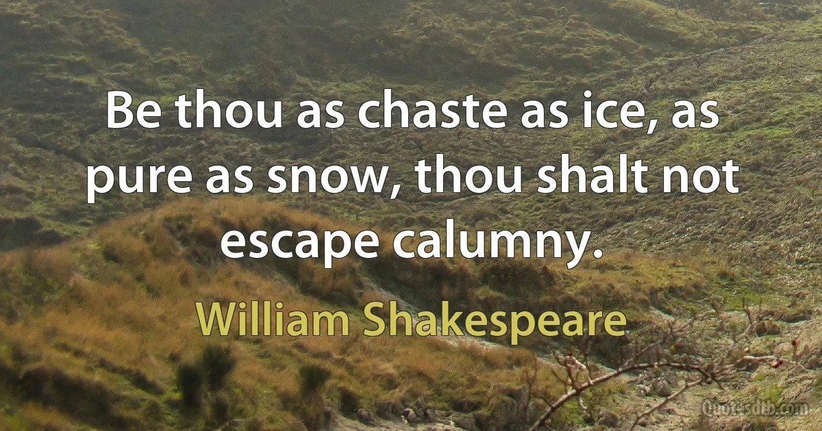 Be thou as chaste as ice, as pure as snow, thou shalt not escape calumny. (William Shakespeare)