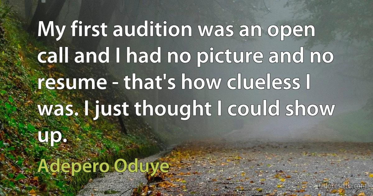 My first audition was an open call and I had no picture and no resume - that's how clueless I was. I just thought I could show up. (Adepero Oduye)