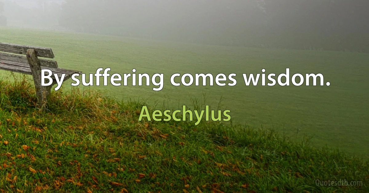 By suffering comes wisdom. (Aeschylus)