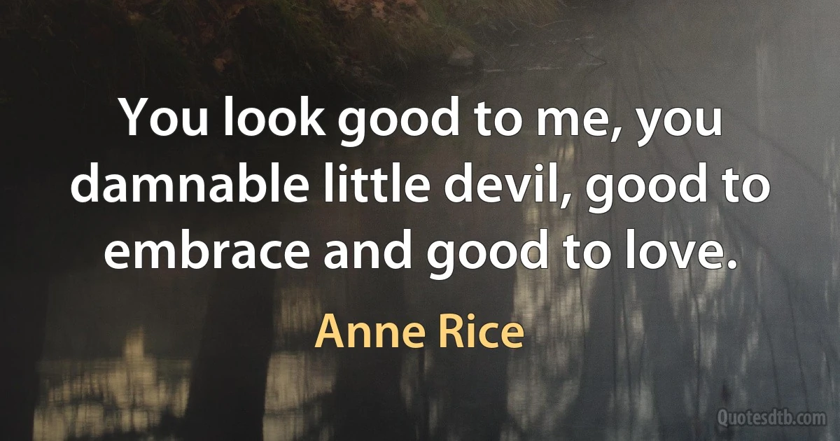 You look good to me, you damnable little devil, good to embrace and good to love. (Anne Rice)