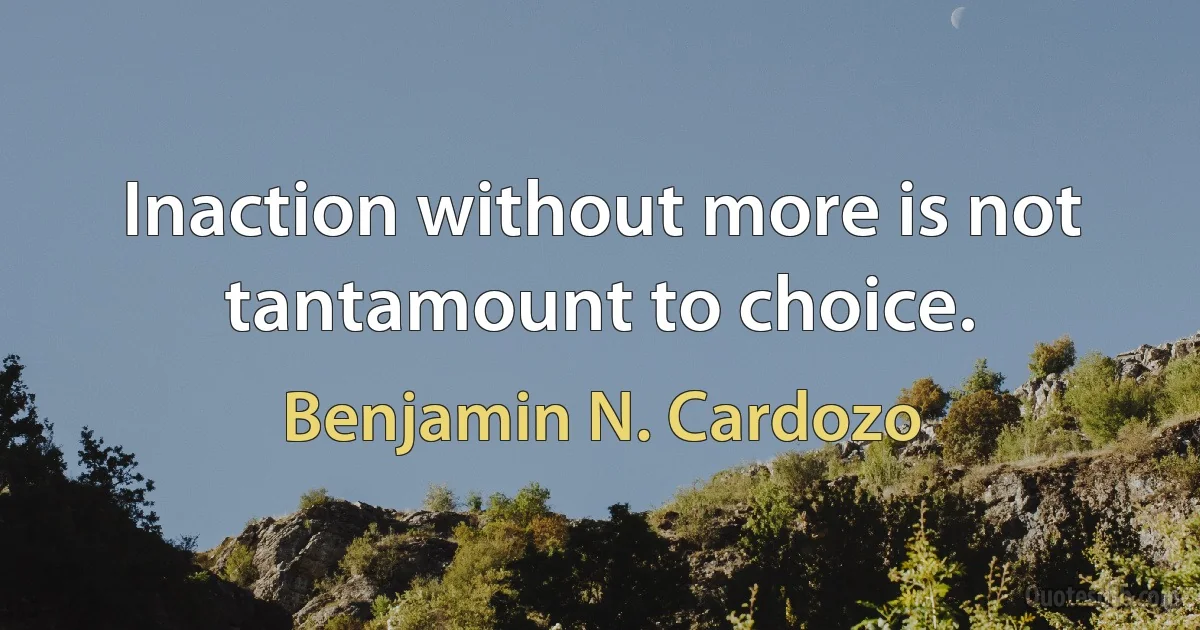 Inaction without more is not tantamount to choice. (Benjamin N. Cardozo)