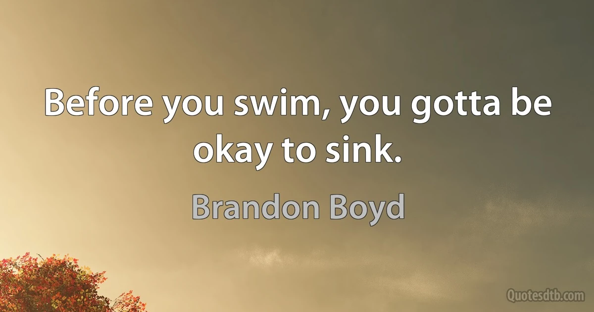 Before you swim, you gotta be okay to sink. (Brandon Boyd)