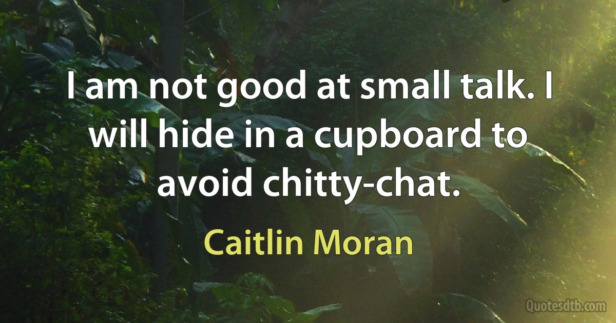 I am not good at small talk. I will hide in a cupboard to avoid chitty-chat. (Caitlin Moran)