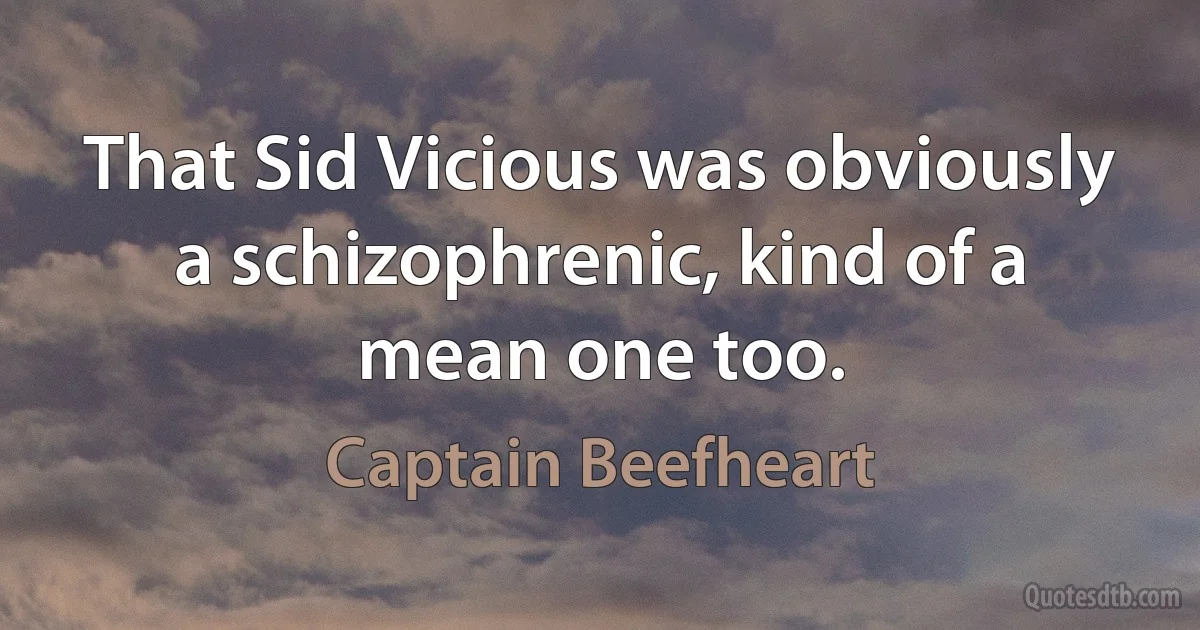 That Sid Vicious was obviously a schizophrenic, kind of a mean one too. (Captain Beefheart)