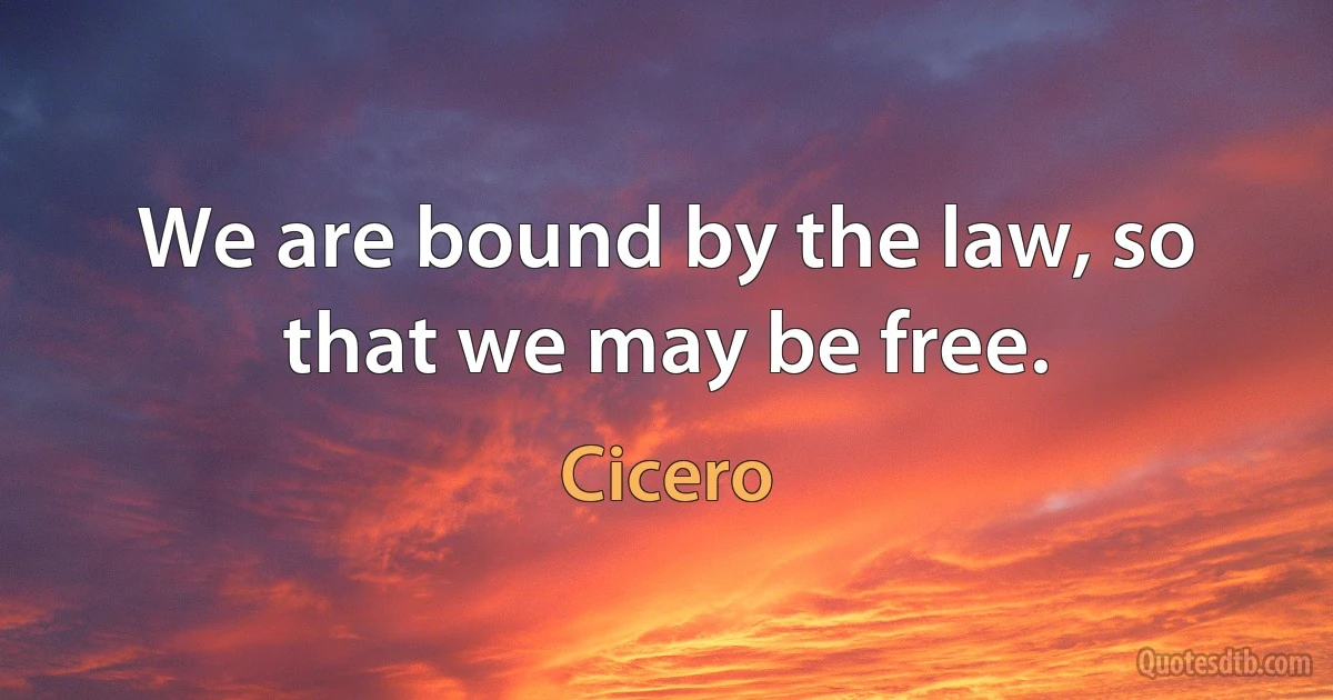 We are bound by the law, so that we may be free. (Cicero)