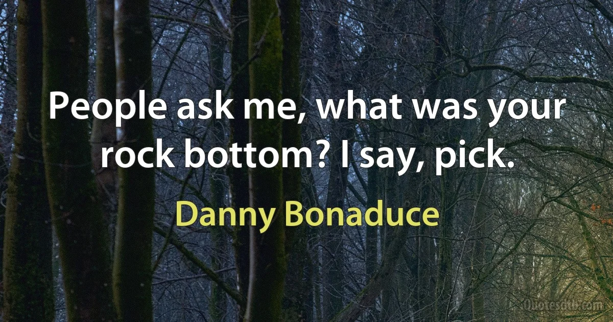 People ask me, what was your rock bottom? I say, pick. (Danny Bonaduce)