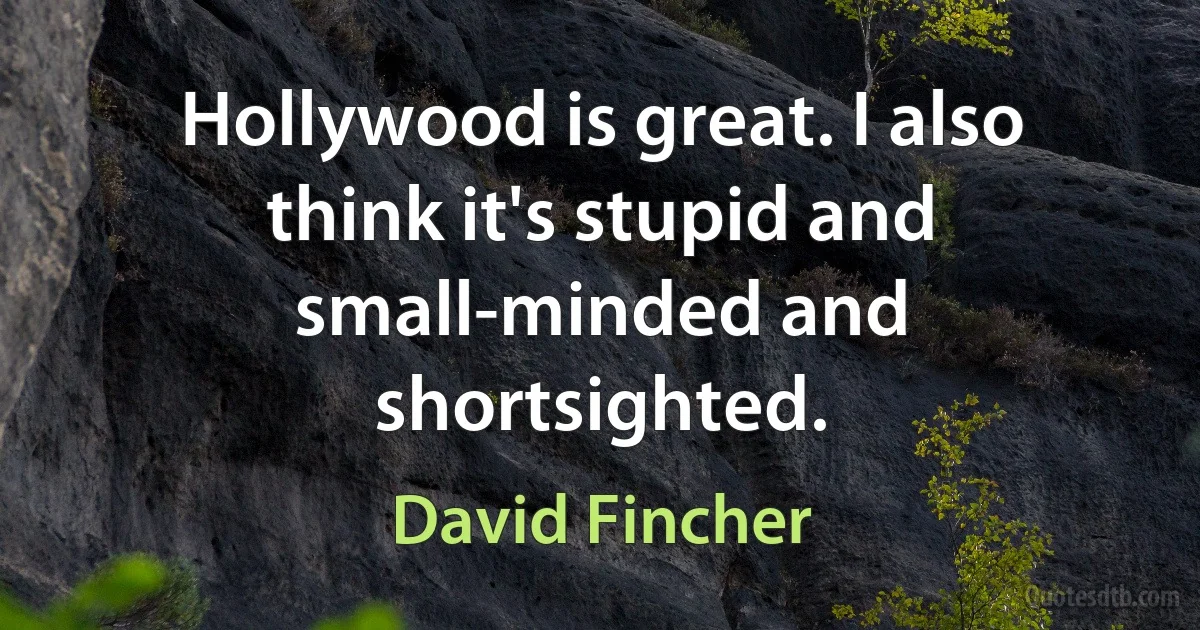 Hollywood is great. I also think it's stupid and small-minded and shortsighted. (David Fincher)