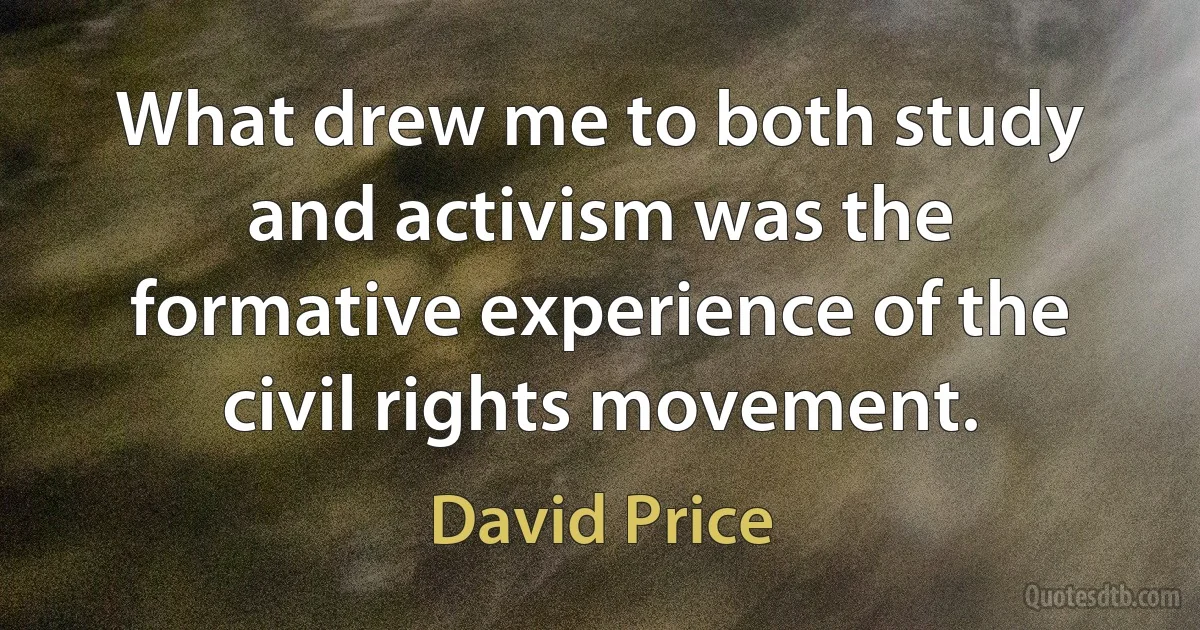 What drew me to both study and activism was the formative experience of the civil rights movement. (David Price)