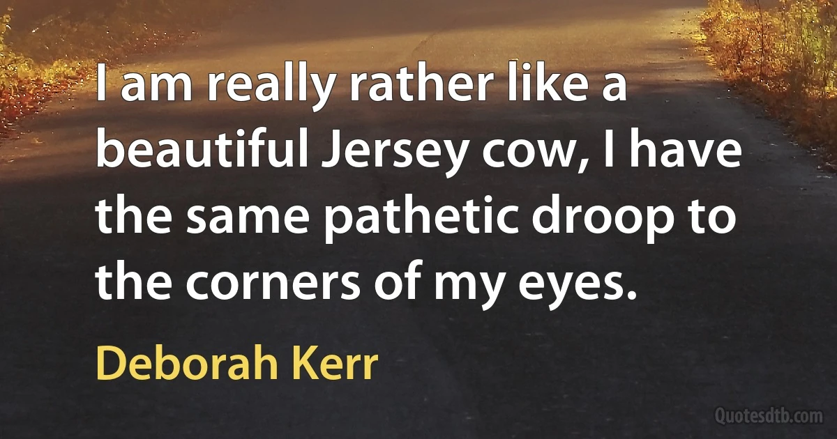 I am really rather like a beautiful Jersey cow, I have the same pathetic droop to the corners of my eyes. (Deborah Kerr)