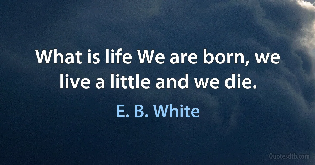 What is life We are born, we live a little and we die. (E. B. White)