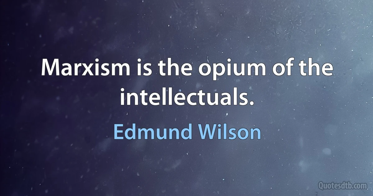 Marxism is the opium of the intellectuals. (Edmund Wilson)