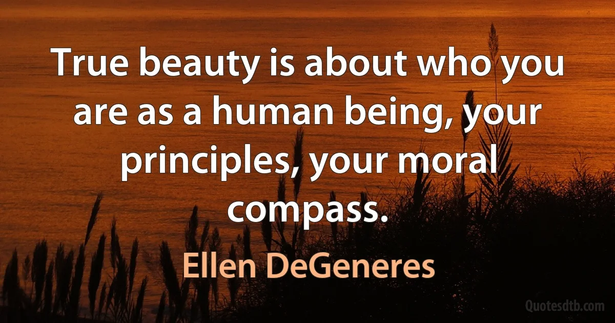 True beauty is about who you are as a human being, your principles, your moral compass. (Ellen DeGeneres)