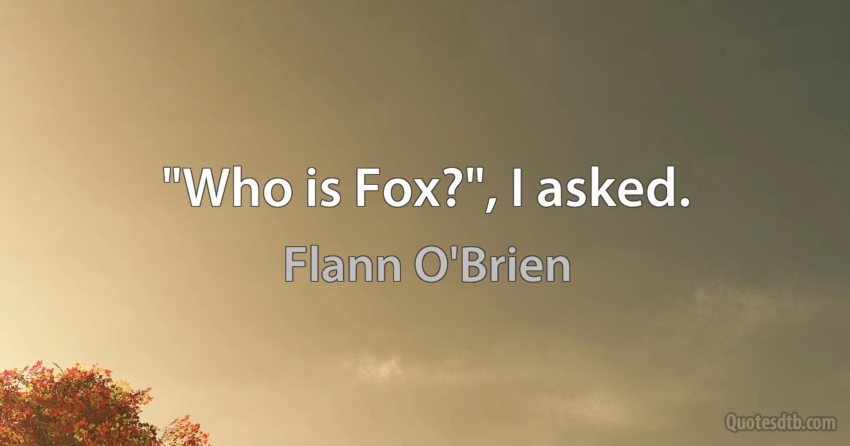 "Who is Fox?", I asked. (Flann O'Brien)