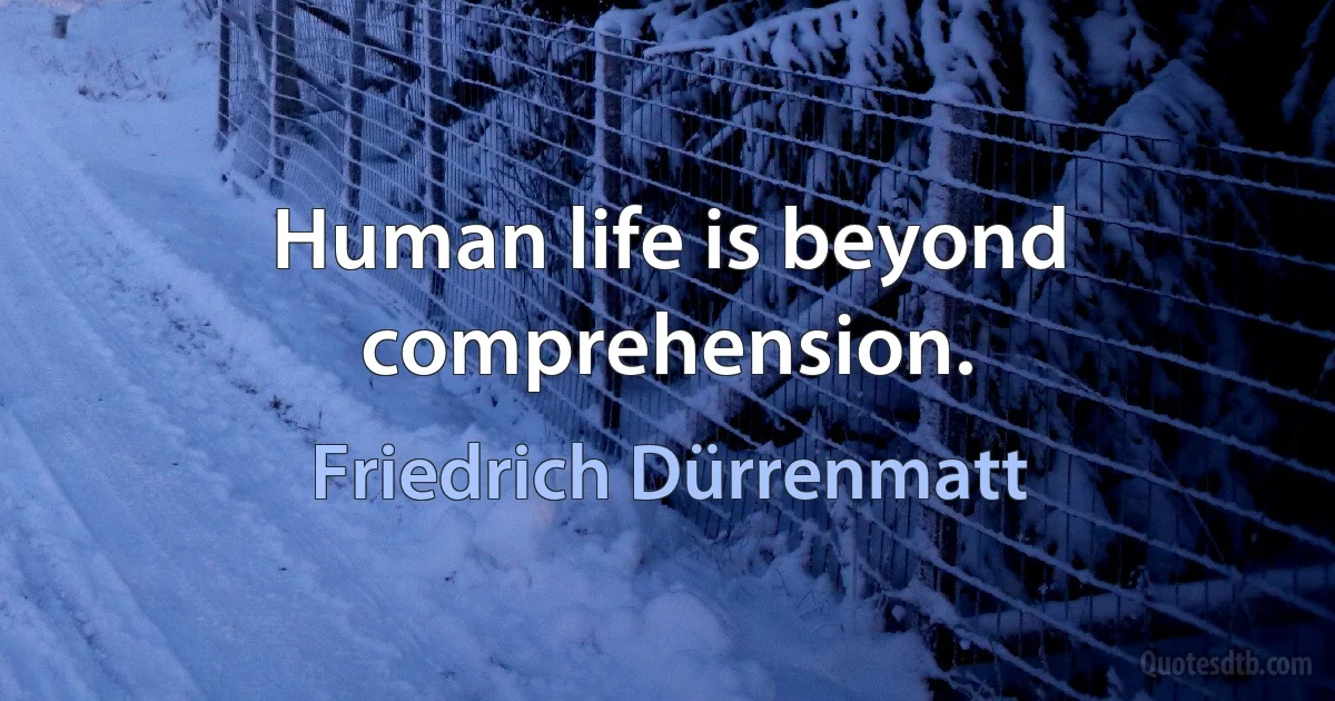 Human life is beyond comprehension. (Friedrich Dürrenmatt)