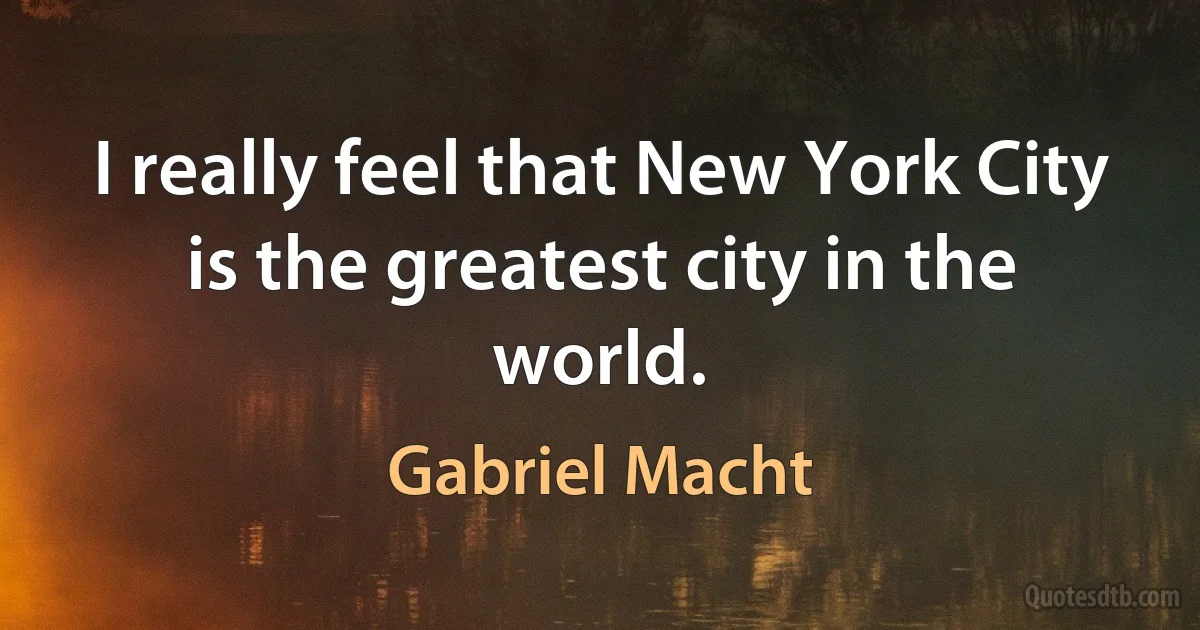 I really feel that New York City is the greatest city in the world. (Gabriel Macht)