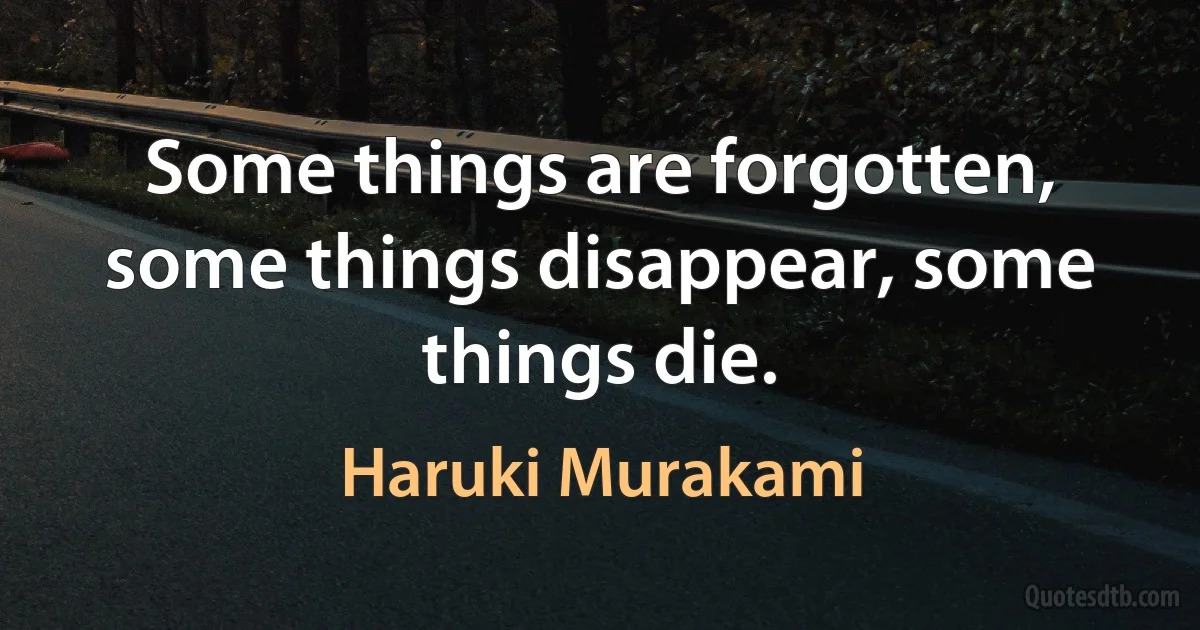 Some things are forgotten, some things disappear, some things die. (Haruki Murakami)