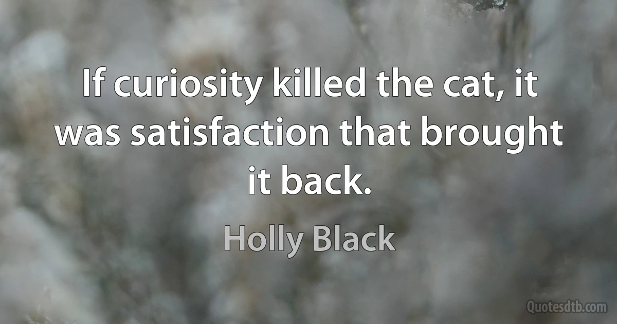 If curiosity killed the cat, it was satisfaction that brought it back. (Holly Black)