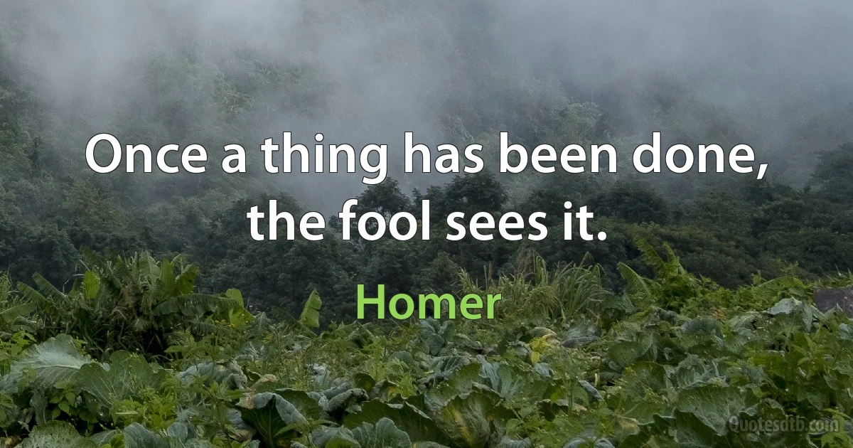 Once a thing has been done, the fool sees it. (Homer)