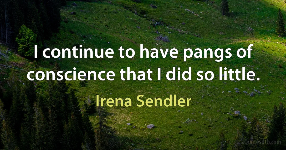 I continue to have pangs of conscience that I did so little. (Irena Sendler)