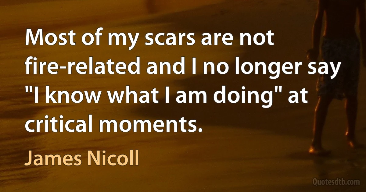 Most of my scars are not fire-related and I no longer say "I know what I am doing" at critical moments. (James Nicoll)