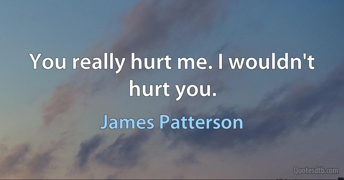 You really hurt me. I wouldn't hurt you. (James Patterson)