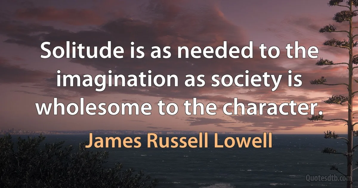 Solitude is as needed to the imagination as society is wholesome to the character. (James Russell Lowell)