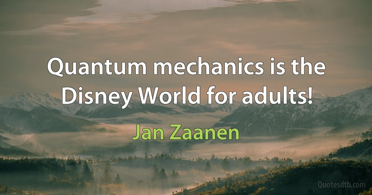 Quantum mechanics is the Disney World for adults! (Jan Zaanen)