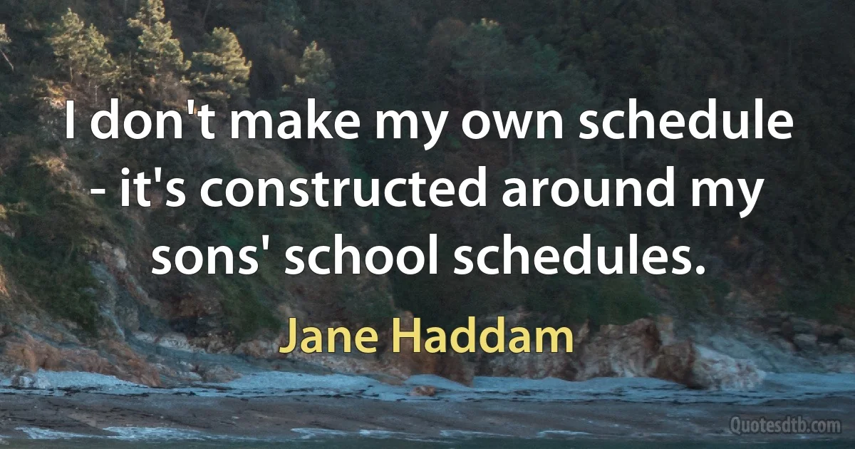 I don't make my own schedule - it's constructed around my sons' school schedules. (Jane Haddam)