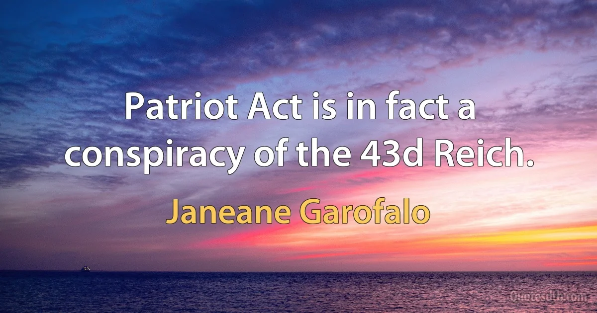 Patriot Act is in fact a conspiracy of the 43d Reich. (Janeane Garofalo)