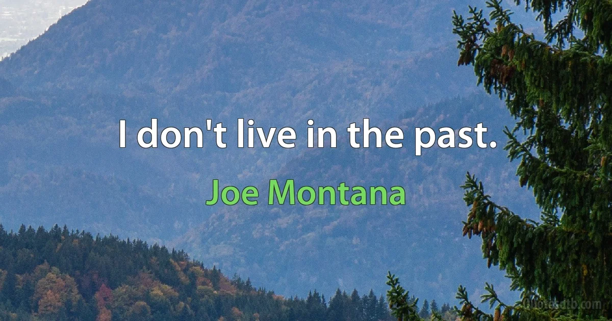 I don't live in the past. (Joe Montana)