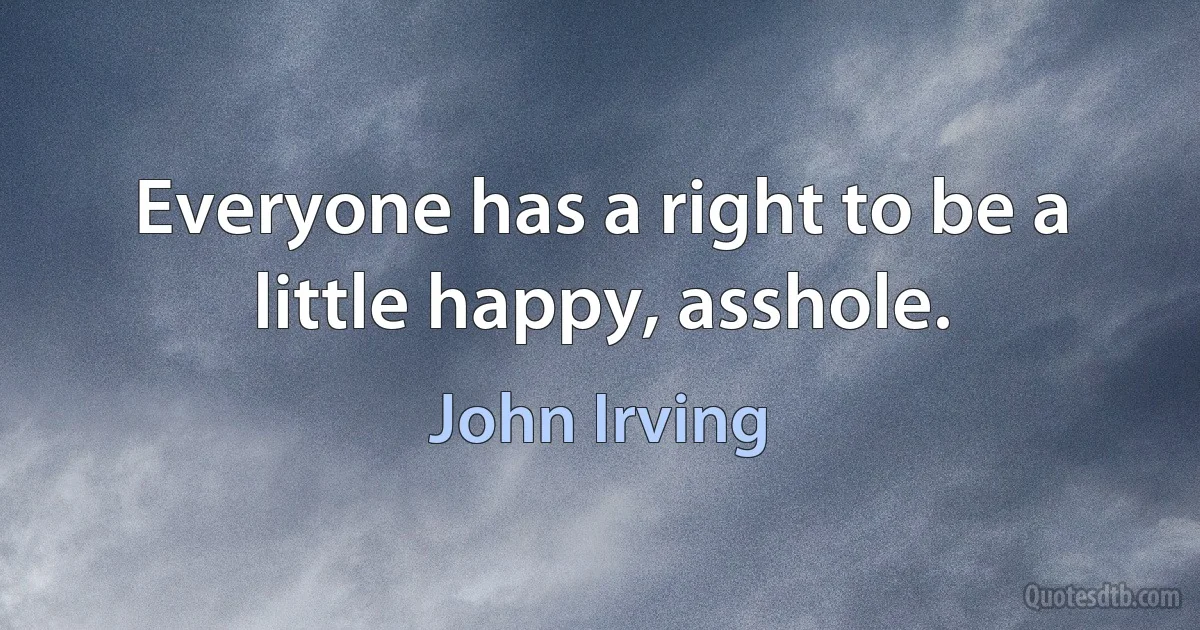 Everyone has a right to be a little happy, asshole. (John Irving)