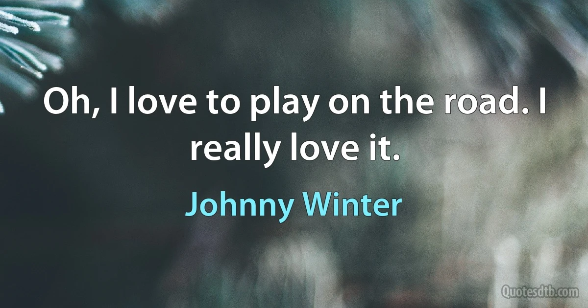 Oh, I love to play on the road. I really love it. (Johnny Winter)