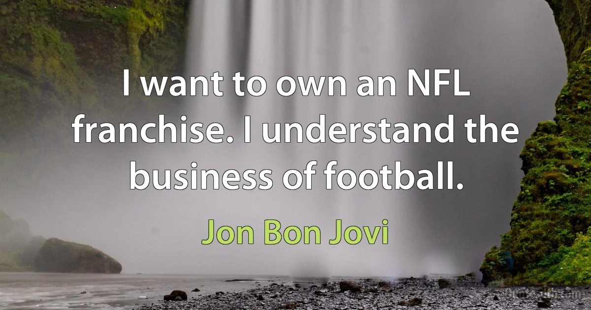 I want to own an NFL franchise. I understand the business of football. (Jon Bon Jovi)