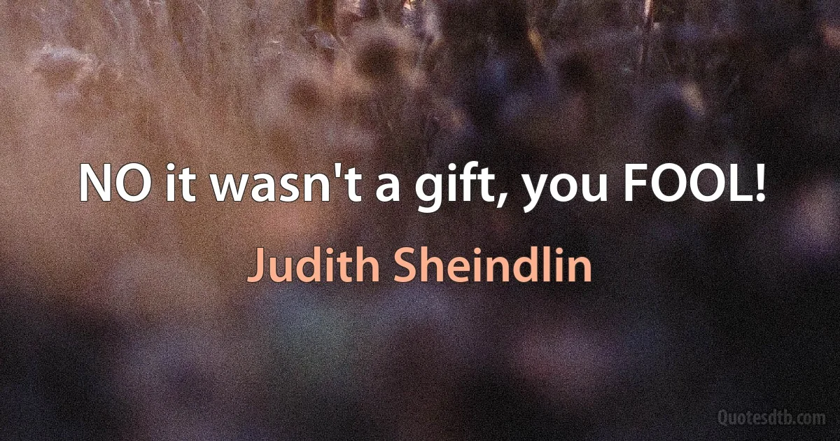 NO it wasn't a gift, you FOOL! (Judith Sheindlin)