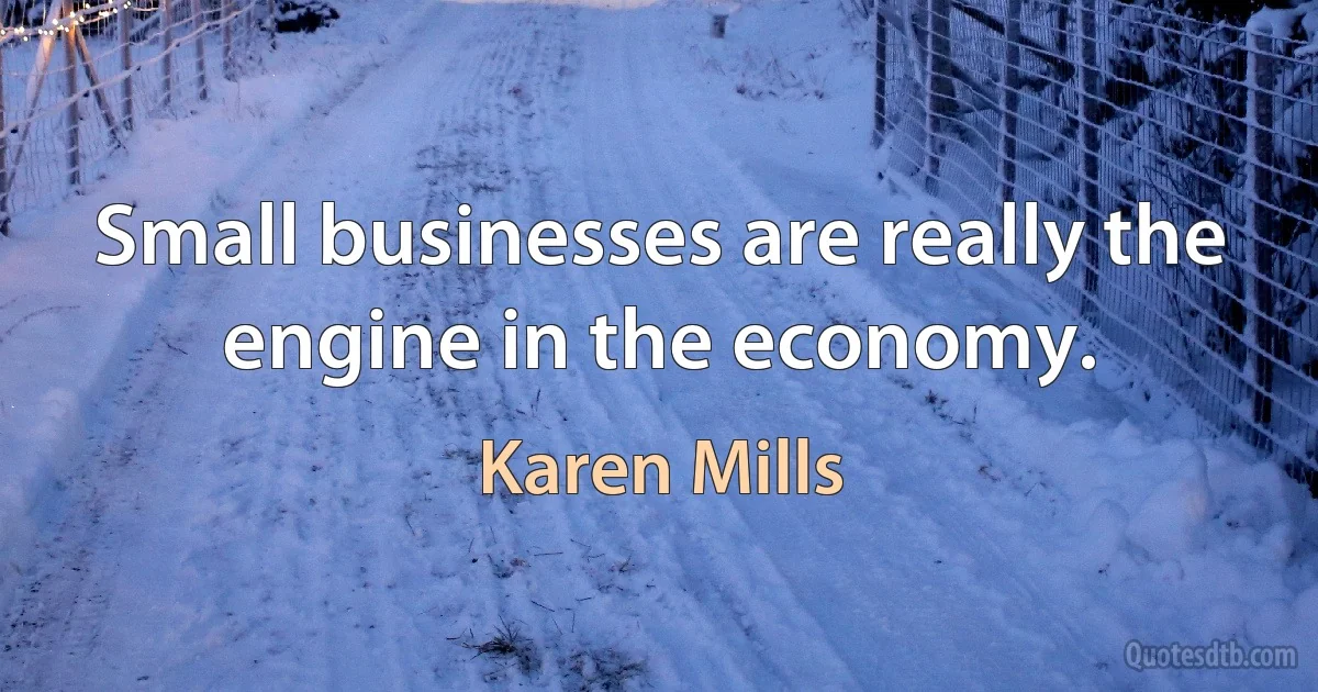 Small businesses are really the engine in the economy. (Karen Mills)