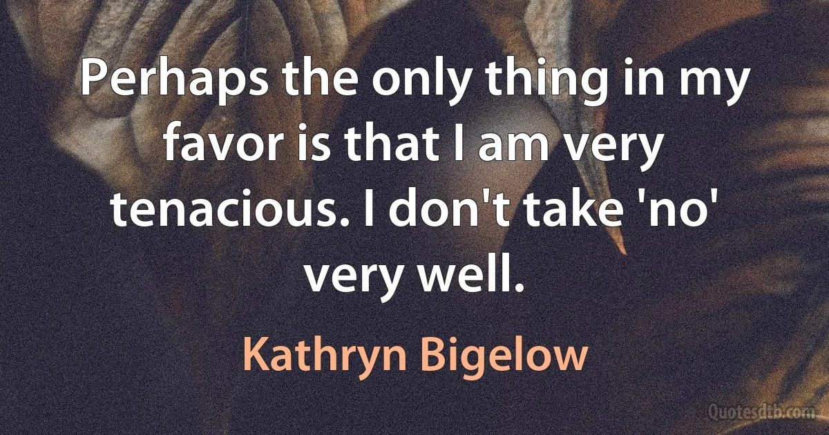 Perhaps the only thing in my favor is that I am very tenacious. I don't take 'no' very well. (Kathryn Bigelow)