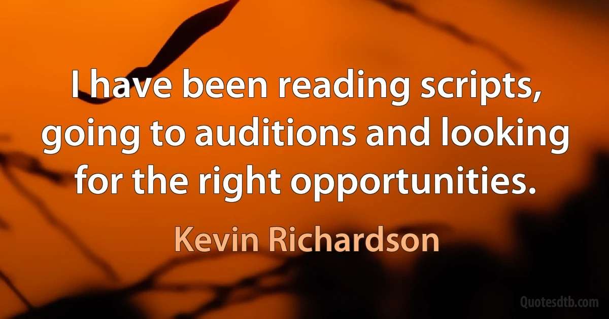 I have been reading scripts, going to auditions and looking for the right opportunities. (Kevin Richardson)