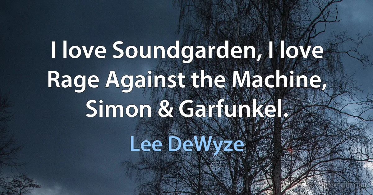 I love Soundgarden, I love Rage Against the Machine, Simon & Garfunkel. (Lee DeWyze)