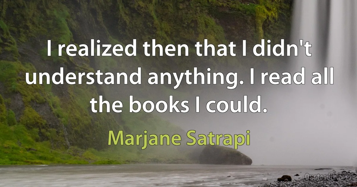 I realized then that I didn't understand anything. I read all the books I could. (Marjane Satrapi)