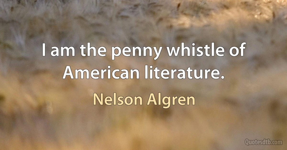 I am the penny whistle of American literature. (Nelson Algren)