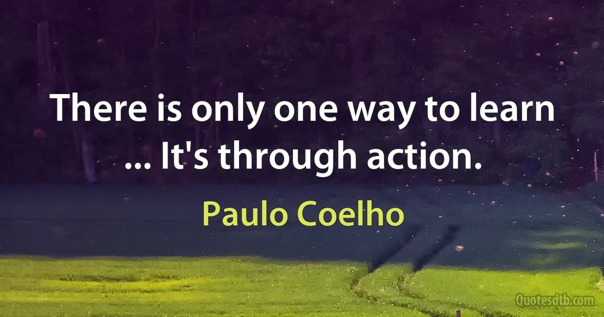 There is only one way to learn ... It's through action. (Paulo Coelho)