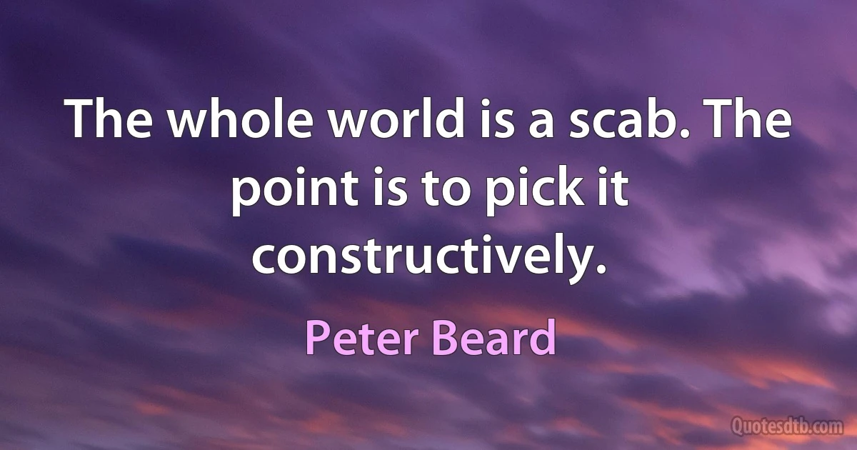 The whole world is a scab. The point is to pick it constructively. (Peter Beard)