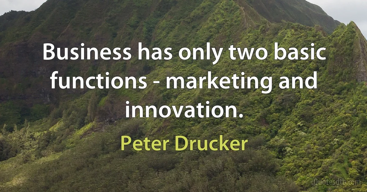 Business has only two basic functions - marketing and innovation. (Peter Drucker)