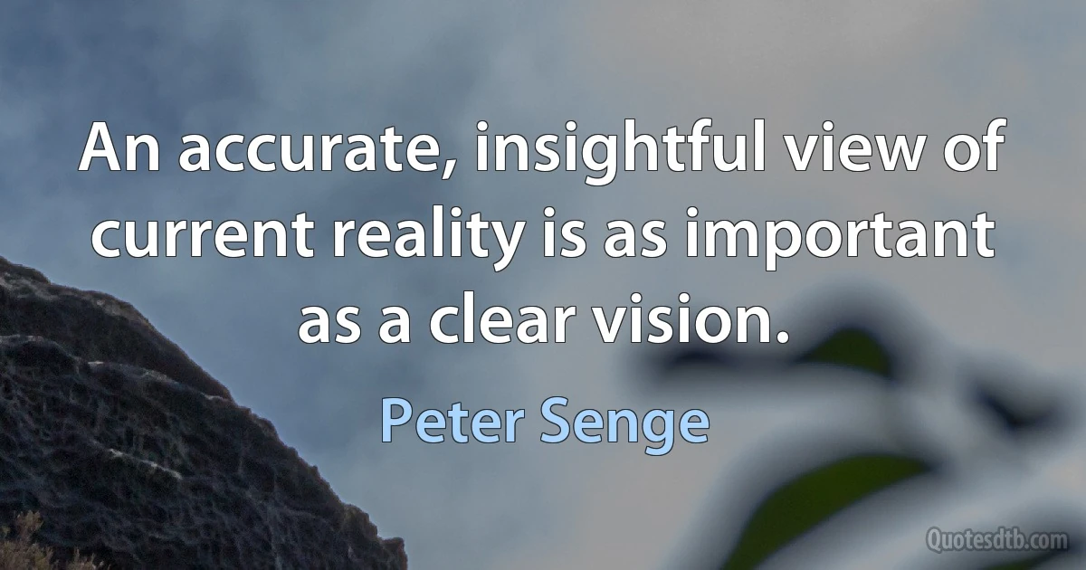 An accurate, insightful view of current reality is as important as a clear vision. (Peter Senge)